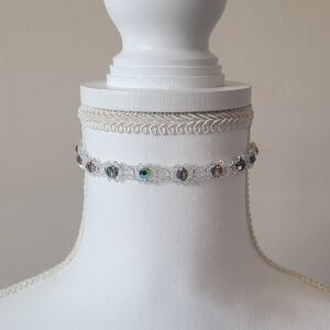 Handcrafted Olive & Clear Swarovski Crystal Choker